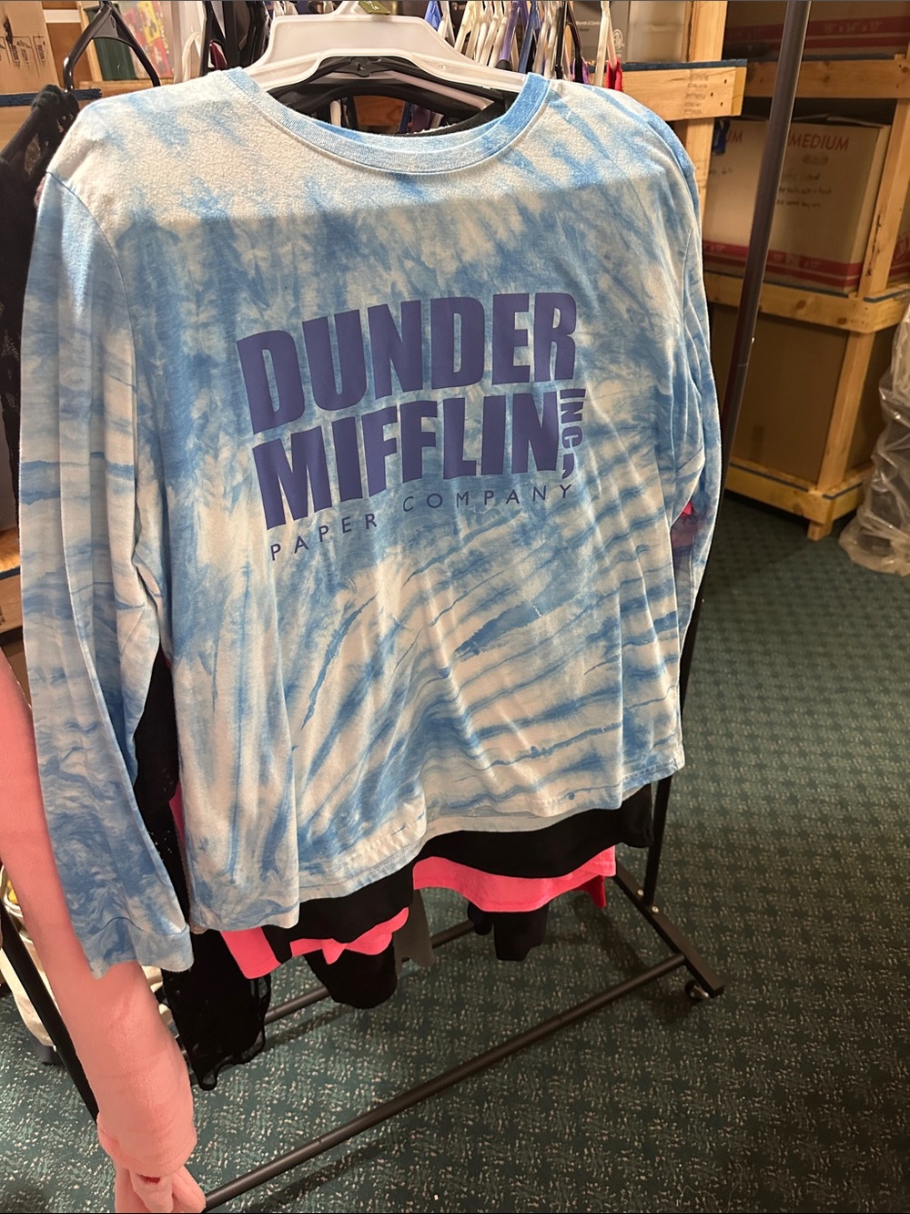 💐Universal Dunder Mifflin Blue and White Tie-Dye Long Sleeve Tee